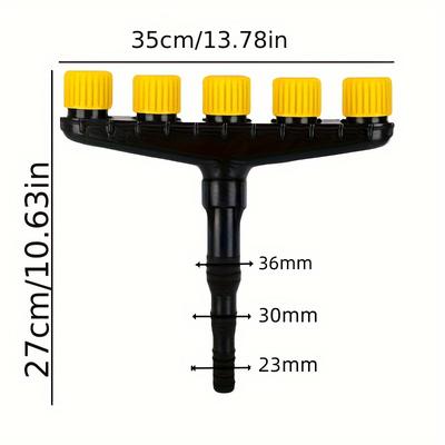 TEMU 1pc Adjustable Multi-head Garden Hose Nozzle Sprayer, Plastic, Sleek , Efficient Watering For Lawn, Vegetables & Flowers, Fits Us Garden Hoses, Garden Watering Tool Image