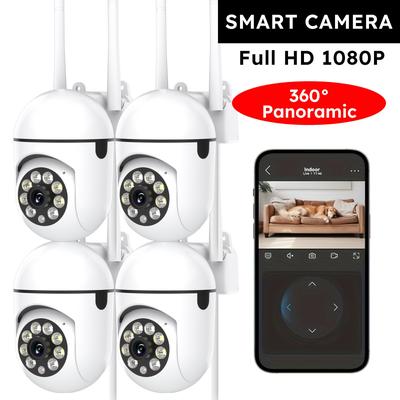 TEMU 4pcs 1080p Outdoor Security Camera With 360° Pan/tilt, Color Night , Motion Detection, 2-way Talk, 2.4ghz Wi-fi,, Usb Power, Cloud Service & Sd Card Included (wired), Cameras For Image