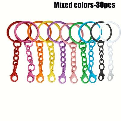 TEMU 30-pack Multicolor Alloy Keychain Rings With Lobster Clasp, Diy Keychain Accessories For Crafts, Bag Decoration, And Backpack Embellishment Image