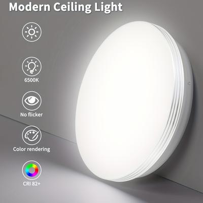 TEMU 48w 36w 24w 18w Led Ceiling Light Round Panel Down Lights Bathroom Room Wall Lamp, Warm/cool White, Led Ceiling Light, Round Led Ceiling Light Fixture For Dining Room Energy-saving Image