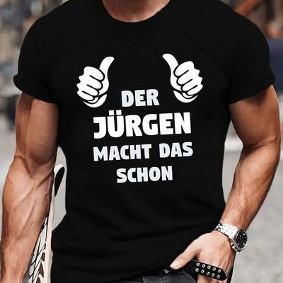 TEMU Der Jurgen Macht Das Schon Men's Graphic Short Sleeve T-shirt - Design, Lightweight Summer Tee, Regular Fit Casual Top, Machine Washable Image