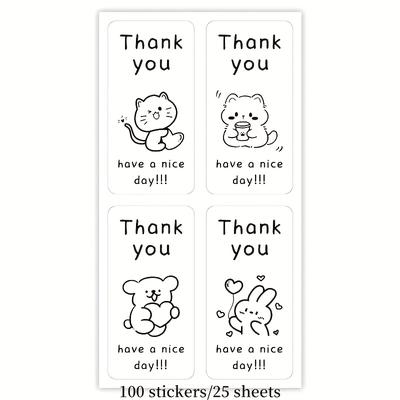 TEMU 100 Adhesive Seals For Gift Boxes, Decorative Stickers For Dessert Cake Boxes, Non-adhesive Labels, And Thank You Stickers For Takeout Gift Packaging. Image