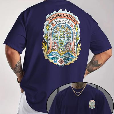 TEMU Men's Trendy Loose-fitting Round Neck T-shirt, Casual Everyday Short-sleeve T-shirt, , Print T-shirt, Suitable As A Gift. Image