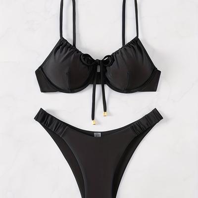 TEMU Solid Top Bikini Two-piece Swimsuit Set Image