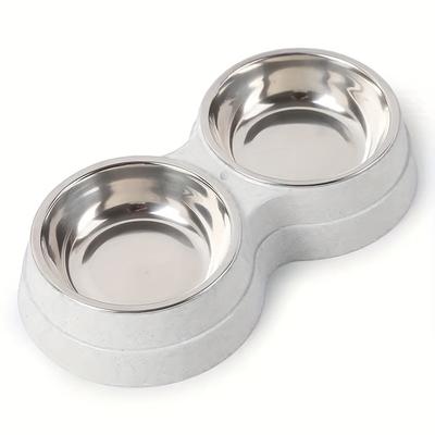 TEMU Stainless Steel Double Pet Bowls For Dogs And Cats - Base - Food And Water - Easy To Clea Image