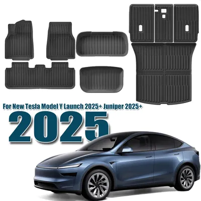 For Tesla 2025 New Model Y Juniper Floor Mats Cargo Liners All Weather TPE Floor Mats Trunk Backrest