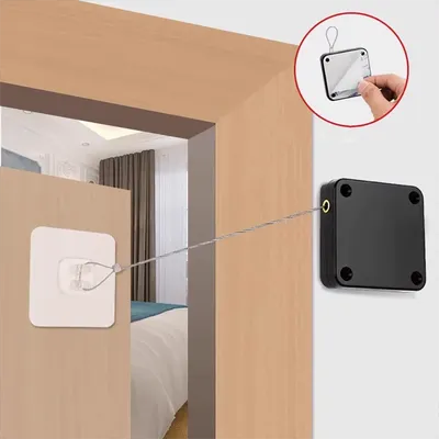 Punch Free Door Closer Telescopic Door Device Wooden Door Closed Sliding Door Bold Wire Pull Rope Automatic Door Closing Artifac