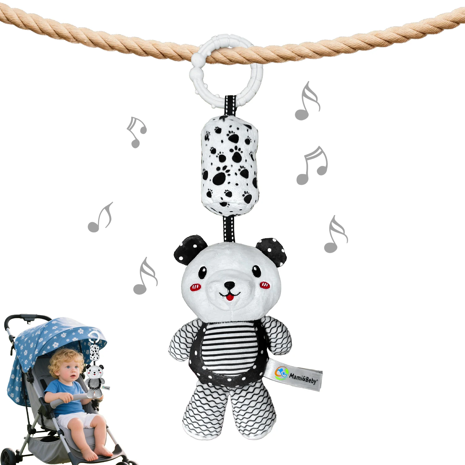 Kinderwagen Bett Hängende Glocke Plüsch Puppe Neugeborenen Pädagogisches Spielzeug Weiche Plüsch Rassel Spielzeug Schwarz Weiß Visuelle Greifen Fähigkeit Training Spielzeug