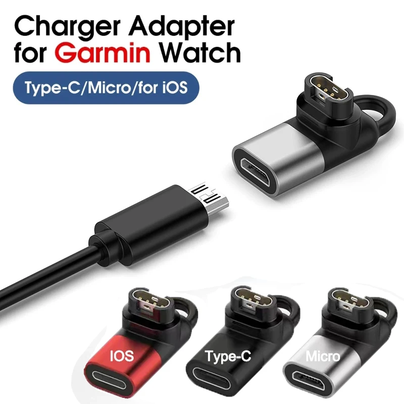 Typ C/Micro USB/IOS Ladegerät Adapter für Garmin Fenix 7 7S 7X 6 6S 6X 5 5S 5X Forerunner 245/945/55/45 Uhr Lade Konverter Image