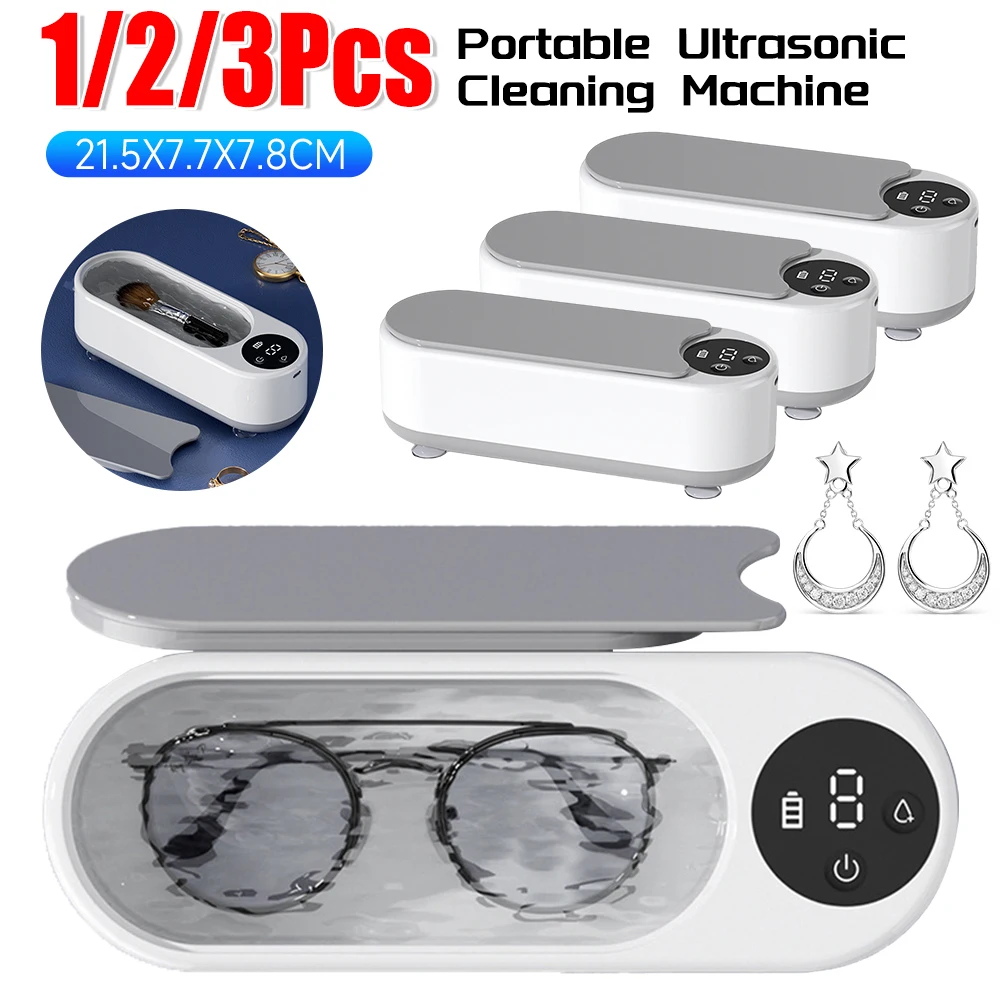 1/2/3PCS Ultraschall Schmuck Reiniger Maschine Haushalts Reinigung Maschinen Tragbare Gläser Reiniger Für Ring Gläser make-up Pinsel Image