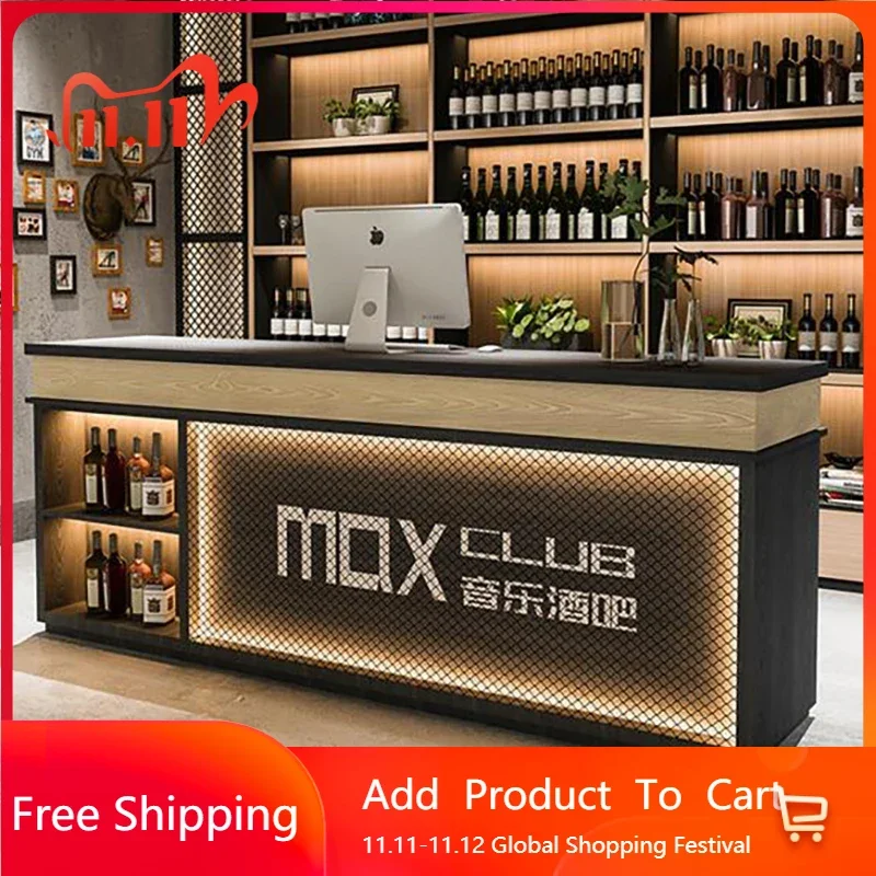 Kundendisplay-Empfangstheken, multifunktionale Theke, moderne Empfangstheken vorne, braune professionelle Gartenmöbel