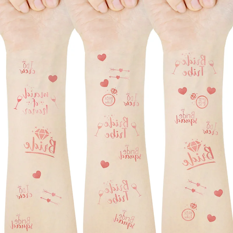 Bachelorette Party Tattoo Aufkleber Wasserdicht Goldene Temporäre Tattoos Braut Zu Werden Aufkleber Braut Dusche Körper Dekoration Lieferungen Image