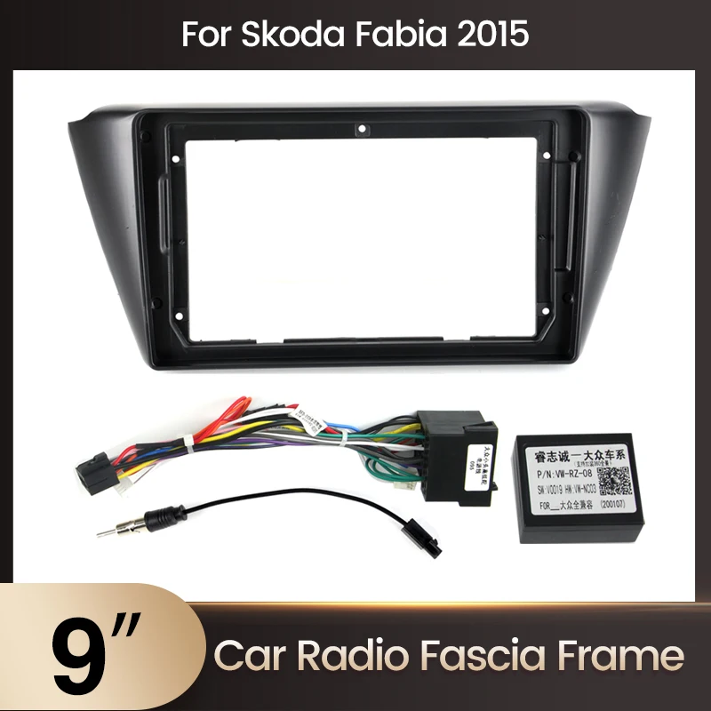 9-Zoll-Auto-Mittelkonsole, passend für Rahmen für Skoda Fabia 3 III 2015 2016–2018 2019, Panel-Dash-Player-Kabel, Canbus-Adapter, Dash Image