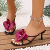 Elegante Lila Weiß Karree Blume Designer Hausschuhe Sandalen Frauen Party Kleid Schuhe Dünne High