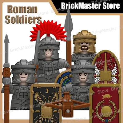 Mittelalterliche militärische römische Kriegssoldaten, Figur, Waffen, Bausteine, Burg, Ritter, Image