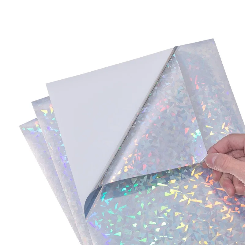 20 Blatt wasserfestes holografisches Vinyl-Aufkleberpapier im A4-Format – selbstklebender Diamanteffekt für den Tintenstrahl- und Laserdruck Image