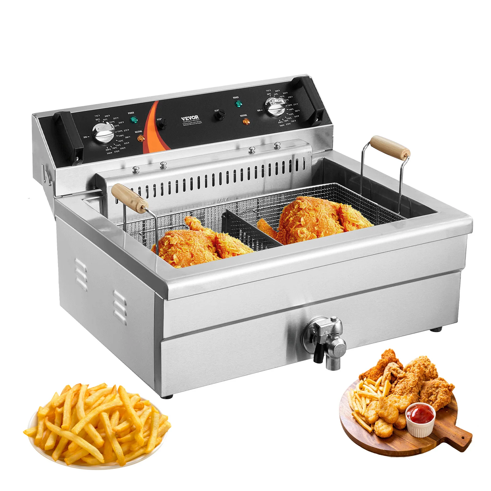SucceBuy Kommerzielle Fritteuse, 3000 W, elektrische Truthahnfritteuse mit Korb, 30,6 Qt, Einzeltank, Arbeitsplatte, Edelstahl-Fritteusen Image