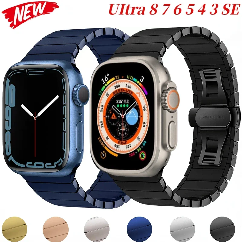 Metallgliederarmband für Apple Watch Band 46 mm 45 mm 49 mm 44 mm 41 mm 40 mm 42 mm Sportarmband Gürtel iWatch Ultra2 10 9 8 7 6 5 Correa Image