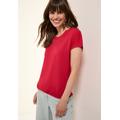 T-Shirt CECIL, Damen, Gr. XXL (46), glazed apple rot, Jersey, Obermaterial: 50% Baumwolle, 50% Modal, unifarben, casual, regular fit taillenbedeckt, Rundhals, Kurzarm, Shirts, mit elastischem Bund