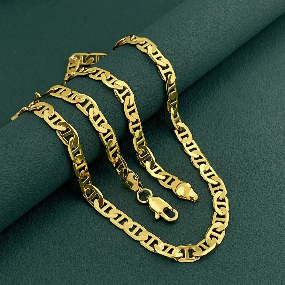 Andara Luxus-Figaro-Halskette aus 925er-Sterlingsilber, vergoldet, 6 mm, Unisex-Verlobungszubehör, Schmuck, 40–60 cm Image