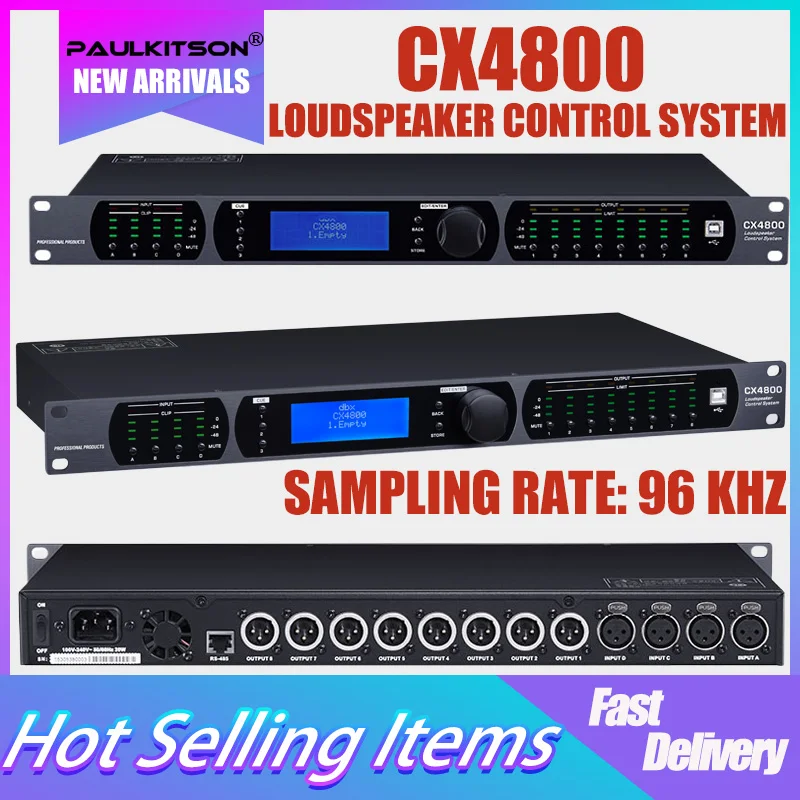 PaulKitson CX4800 Professioneller 32-Bit-DSP-4-in-8-out-Audioprozessor, kompatibel mit Original-Software-Equalizer, Bühnenauftritt Image