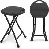 Folding Stool - 550lbs Capacity Foldable Handle Portable Heavy Duty Outdoor/Indoor 18 Inch Collapsible for Camping & Home (Set of 1 Black)