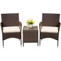ZgoodZ 3-Piece Patio Furniture Set PE Rattan Wicker Outdoor Conversation Set with 2 Chairs and Side Table All-Weather Porch and Garden Seating for Balcony Backyard or Deckï¼ŒBrown/Beige
