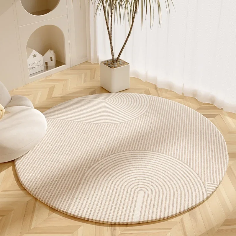 Wohnzimmer Teppich Einfache Beige Runde Schlafzimmer Zimmer Nacht Schmutz-beständig Teppich Hause Couchtisch Garderobe Plüsch Matten Alfombra Image