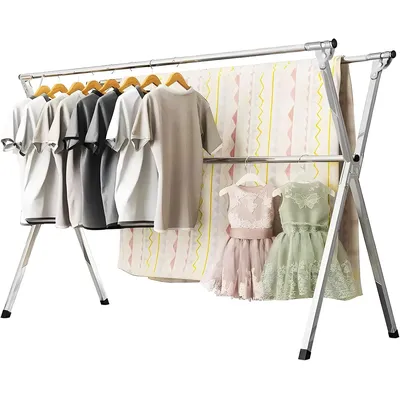 79 Inches Stainless Steel Clothes Drying Rack Heavy Duty Laundry Drying Rack Folding Indoor Outdoor