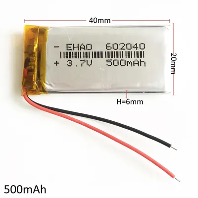 3.7V 500mAh Lithium Polymer LiPo Rechargeable Battery 602040 For Mp3 DVD RECORDE GPS Video Pen
