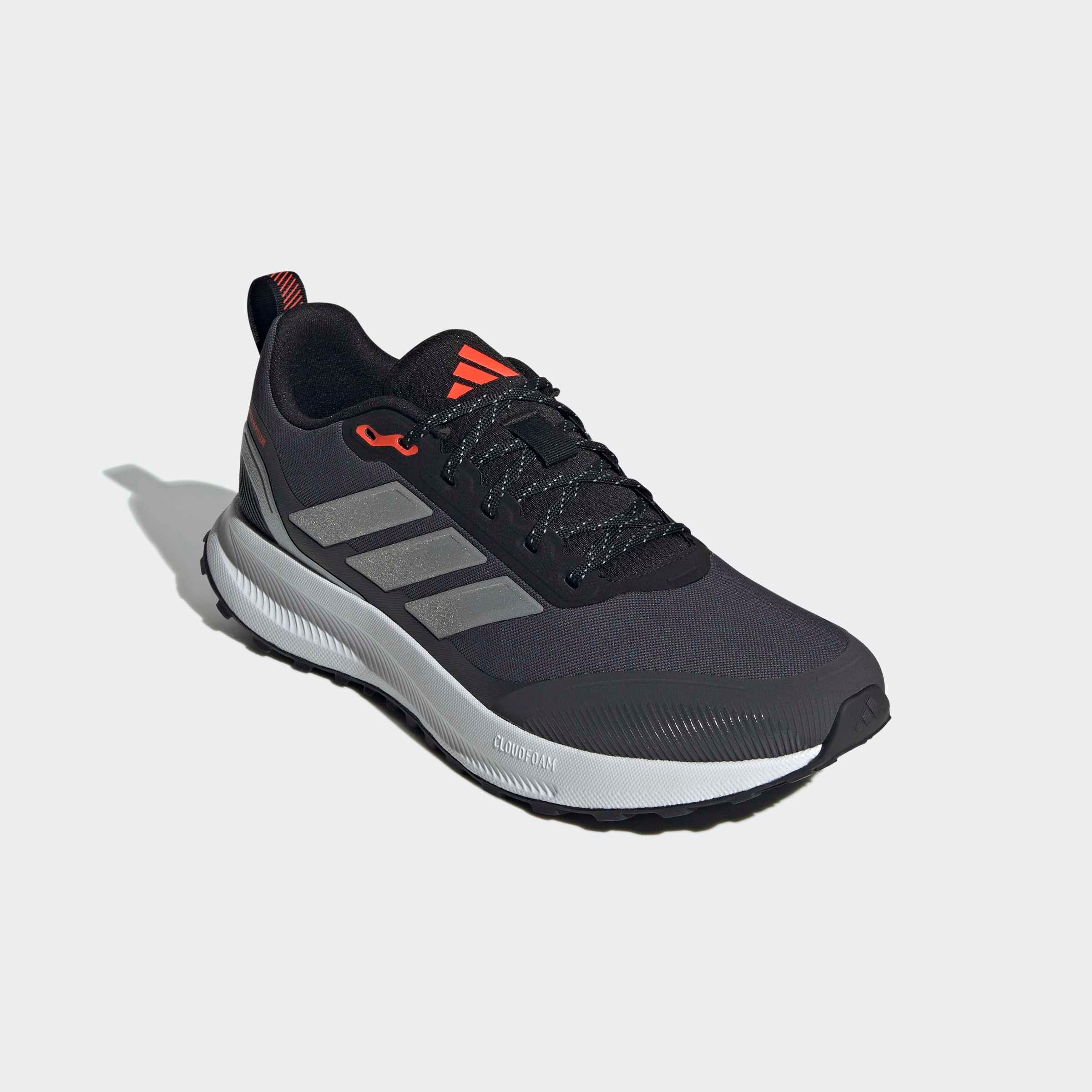 Laufschuh ADIDAS PERFORMANCE "RUNFALCON 5 TR", Herren, Gr. 44,5, silber (core schwarz, silber metallic, carbon), Synthetik, Textil, Schuhe Laufschuh