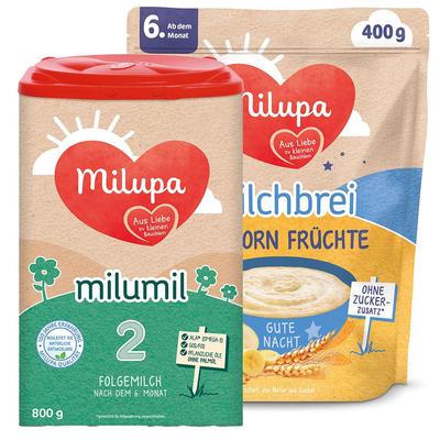 Milupa Milumil 2 & Gute Nacht Milchbrei Vollkorn Früchte 800+400 g Pulver Image