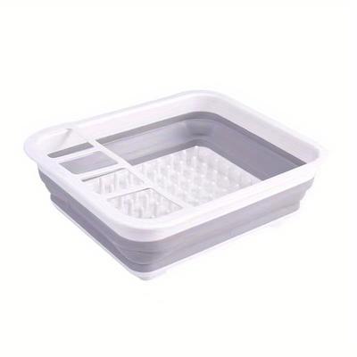 TEMU Foldable Dish Sink & Collapsible Drain Basket - Multifunctional Kitchen Storage Rack For Dishes, Utensils, And Cleaning Tools | Space-saving, Durable Silicone Material Image
