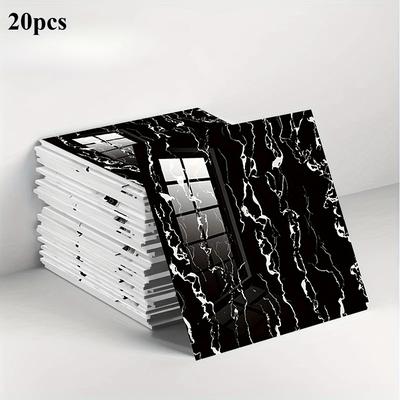 TEMU 20pcs Tile Effect Self-adhesive Stickers - Waterproof And Easy Stickers, Suitable For Kitchen And Bathroom, Combination Assembly Image