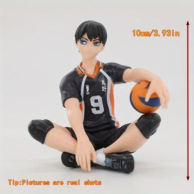 TEMU Anime Volleyball Player Figurine - 14+ Collectible Pvc Statue, Black Jersey With Accents, Volleyball Court Design, Display Or , Anime Fan Gift | Dynamic | Collectible Figure, Anime Accessorie Image