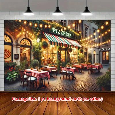 TEMU 1pc Italian Scene 8x6ft Polyester Party Banner - Vibrant Outdoor Decor For Holiday Parties, Garden Celebrations, Photography Backdrops & Events | Durable Fabric | Cozy Theme Image