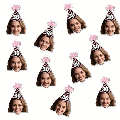 TEMU 20pcs Custom Any Age And Face Birthday Stickers Personalized Birthday Gift Wrap Paper Stickers 30th 40th 50th 60th 70th Birthday Party Decoration Image