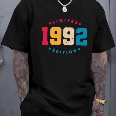 TEMU Men's T-shirt With A 1992 Print Element, Stylish And Casual Short-sleeve High-end Men'. Image