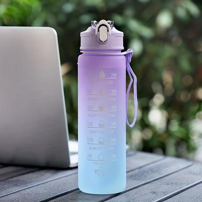TEMU Ultra-lightweight Motivational Water Bottle With Straw & Time Marker - Fitness, Gym, School, Yoga, Hiking, , And Portable With Carrying Strap Image