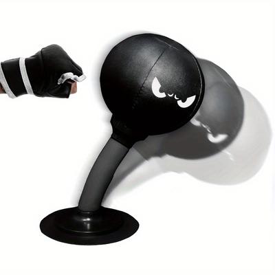 TEMU Gmmlaijh Portable Boxing Trainer - Compact Desk Punching Bag With Gloves For Relax & Skill Improvement, Durable Leather, Cup Mount, Black, Ideal For Workouts, Desktop Boxing Setup | | Secure