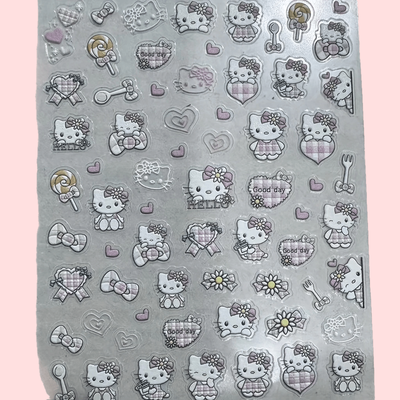 TEMU 1pc For Hello Kitty Cartoon Sticker, Cute Anime Style, Self-adhesive Plastic, Flat , Single Use, Free, Brand, For Nail Art, Diy, Laptop, Phone, Camera, Water Cup, Notebook Image