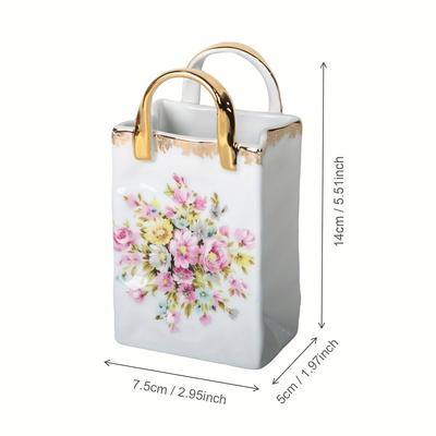 TEMU 1pc Elegant White Ceramic Pen Holder With Golden – Rust/mold, Versatile Storage For Study Or Kitchen Decor, Ideal Valentine’s Day Or Mother’s Day Gift, Gift Item | Elegant | Rustresistant Image