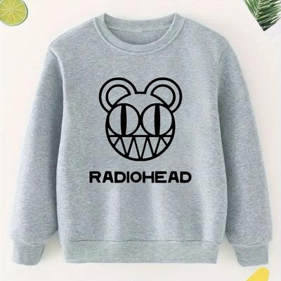 TEMU Boys' Casual Round Neck Sweatshirt, Graphic, Long Sleeve, Polyester, Knit, Regular Fit, Autumn/ Top For Kids Image