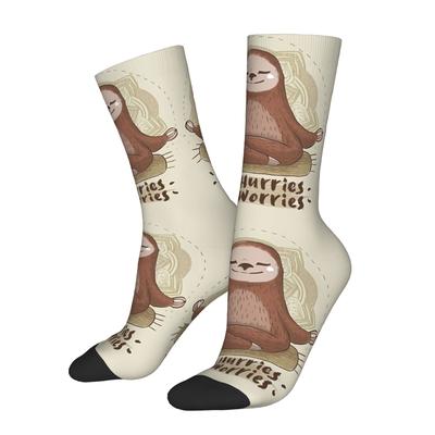 TEMU 1pc Sloth No Hurries Men's Socks Novelty Crew Sock Pattern Printed Image