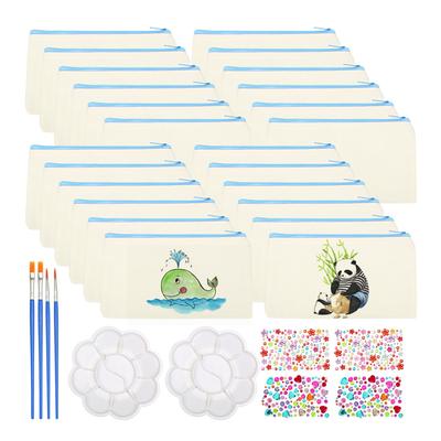 TEMU 24pcs Canvas Pencil Box Set, Fabric Pencil Box, Size 20 × 12cm, Zipper Canvas Bag, Color For Your Own Birthday Gift Bag, Handmade, School Group Craft Kit Image