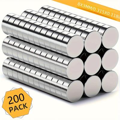 TEMU 50/200pcs 8x3mm Round Magnets, Whiteboard Magnets For Office, Refrigerator, Kitchen Image