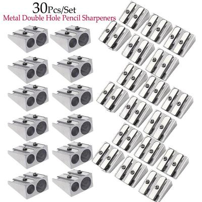 TEMU 30pcs Metal Pencil Sharpeners With Double Hole Design, Stationery And Office Supplies, Pencil Sharpener Image