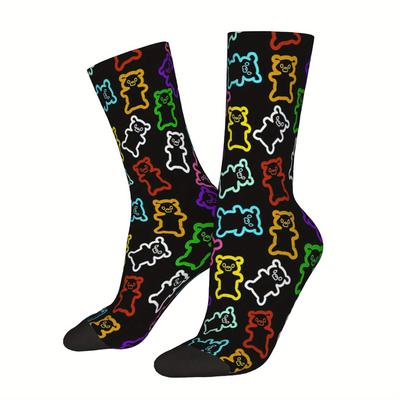 TEMU A Set Of And Quirky Socks For Men Featuring Gummy In A Hip Hop Style, With A Seamless Pattern. Crew Socks Make A Unique Gift For Christmas Decorations. Image