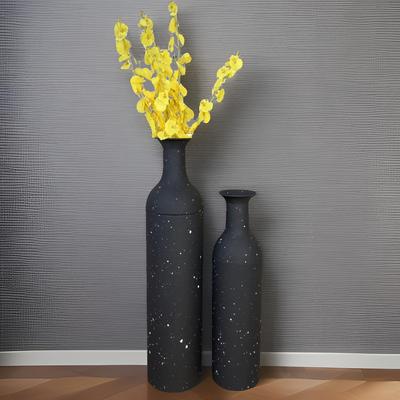 "TEMU Set Of 2 Tall Matte Metal Floor Vases 27"/22"- Minimalist Large Decorative Vases With Textured Marble-like Finish For & Dried Flowers, Living Room, Bedroom, Office Decor" Image
