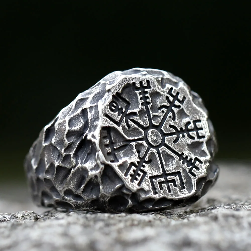 2025 NEUE Herrenringe aus 316L-Edelstahl, Wikinger-Runen, Kompass, Totem, Odin, Meteorit, Modeschmuck als Geschenk, kostenloser Versand Image
